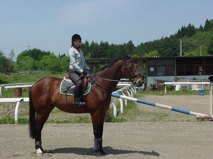 熱心な女子会員の騎乗、うまくなってきたね