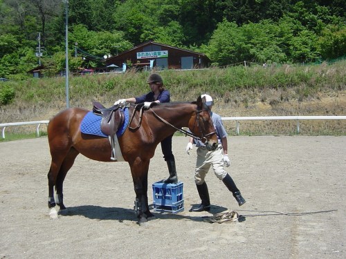 いよいよ乗馬と下馬の練習